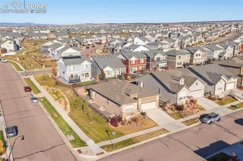 Aerial view of residential area