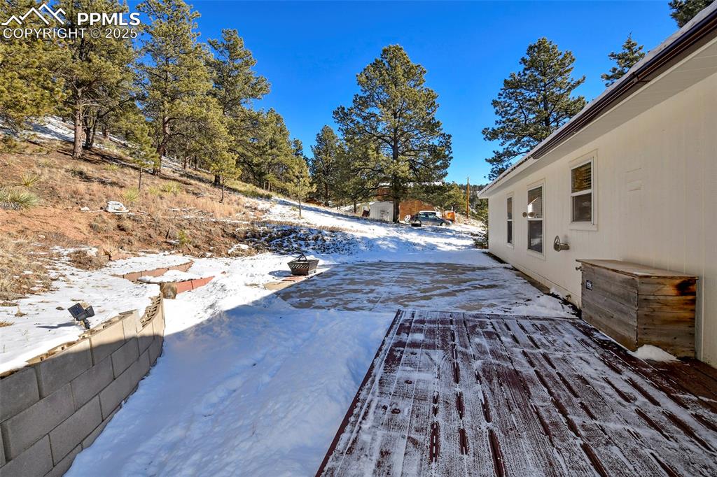 Snow covered Decking off Laundry and Kitchen  