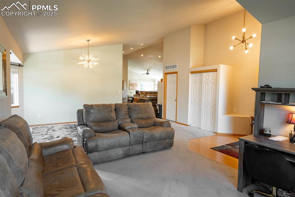 View looking from living through dining to kitchen.