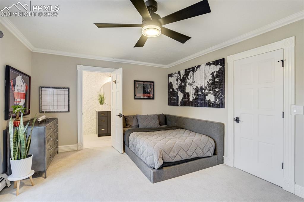 Upper level bedroom with ensuite bath and walk in closet