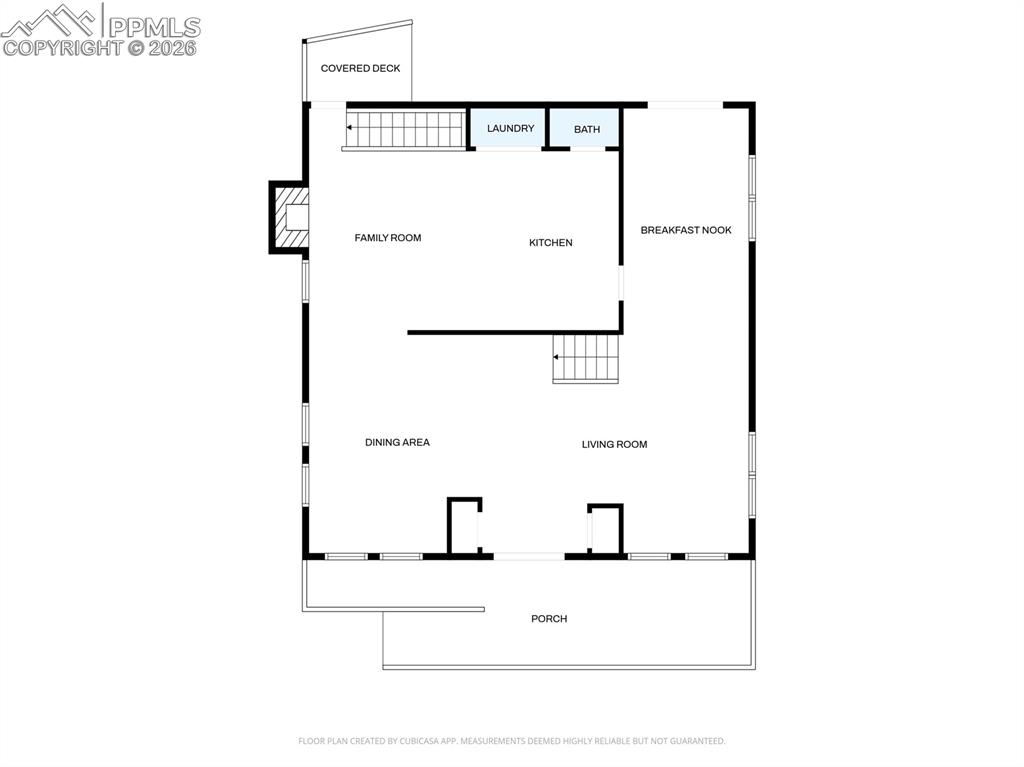 Floor plan of the main/living room floor.