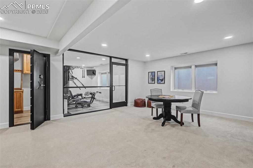 Custom built walk in safe and gym