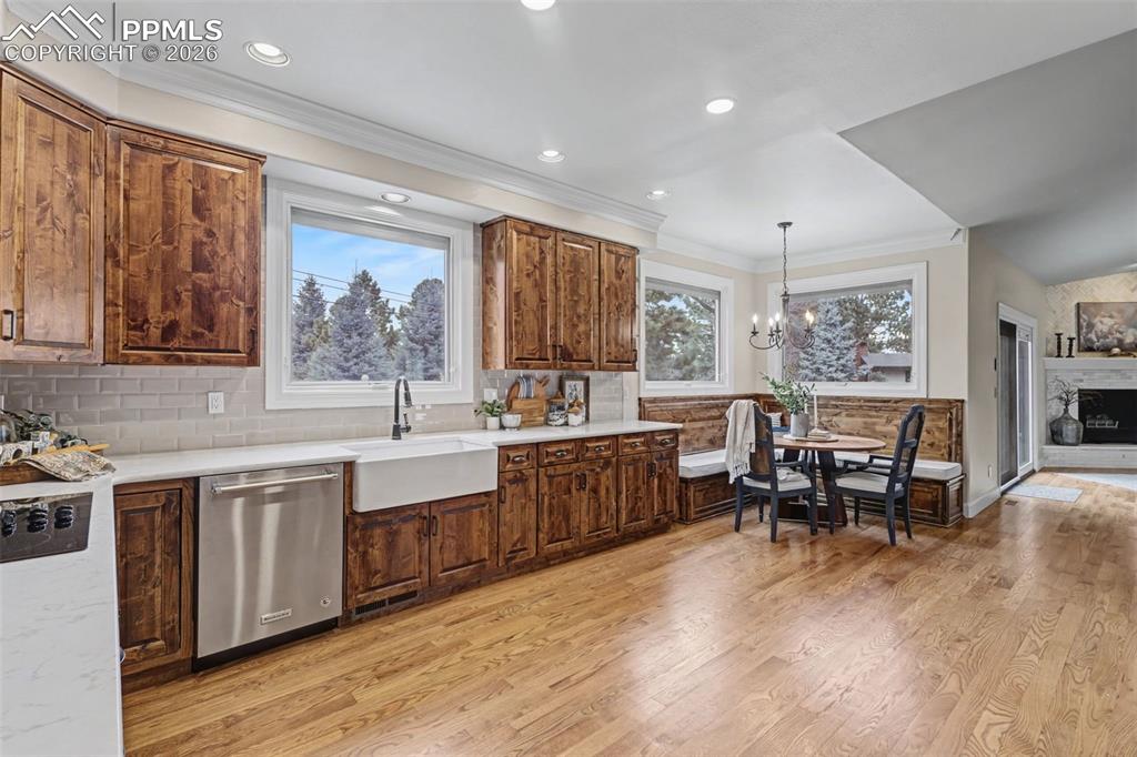 Built in bench style seating for informal dining