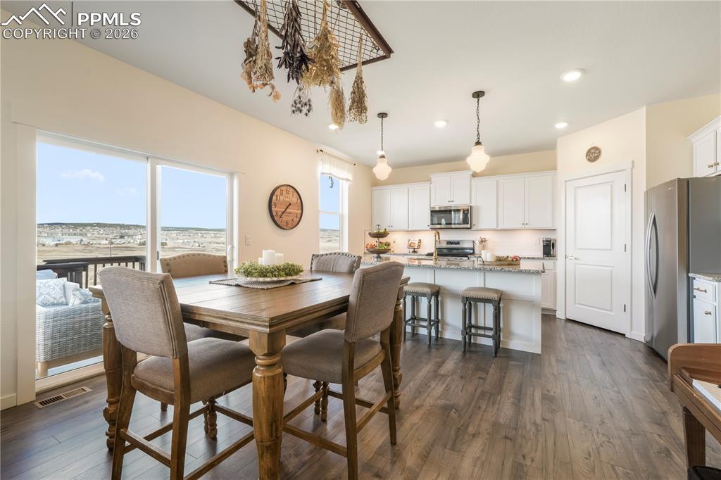 Dining area with access to the back patio