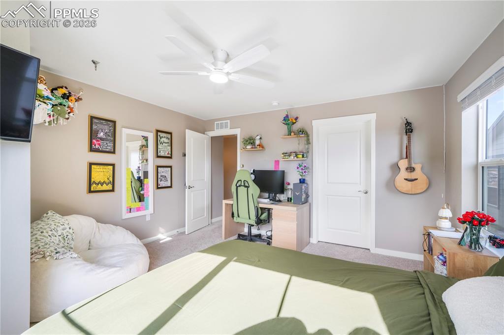 Upstairs 4th bedroom with walk in closet and views