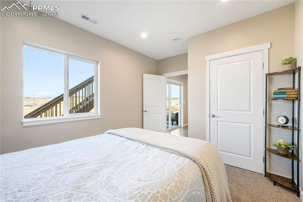 Basement level bedroom with large closet