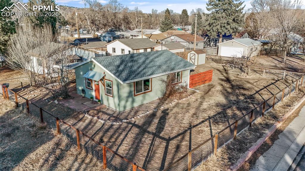 Aerial perspective of suburban area