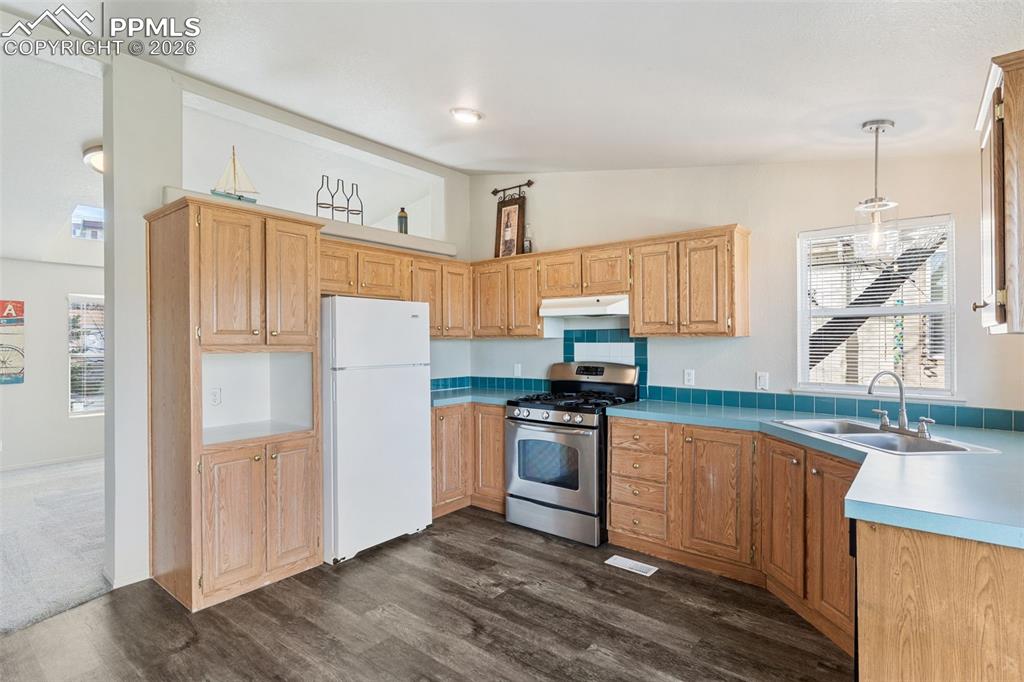 Oversized kitchen with room for all the cooks.  You'll enjoy the gas stove and ample counter space. 