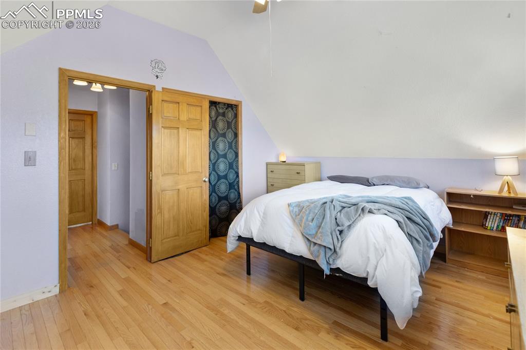 Second level bedroom, hard wood floors, vaulted ceilings, large windows, let the mountain breeze in