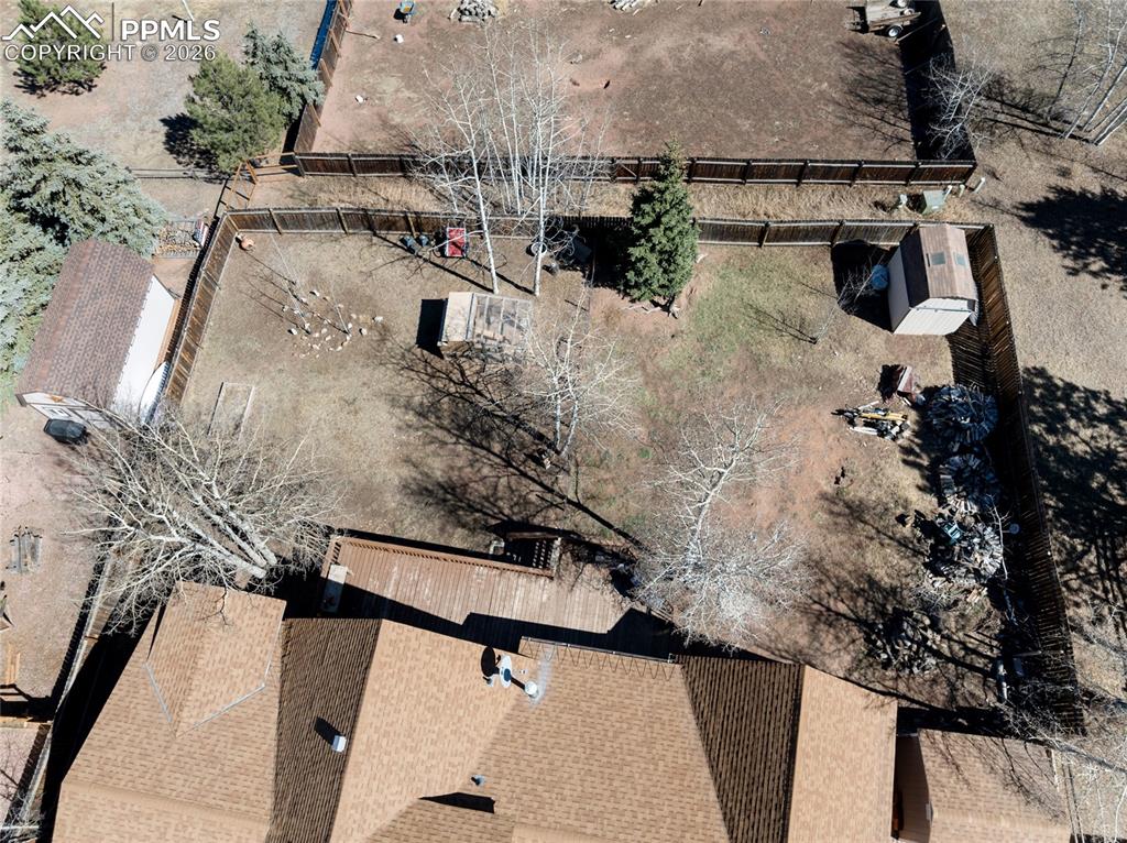 Back yard is fully fenced and large.