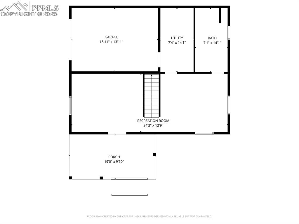Lower level with covered porch and uncovered porch to the right(not measured)