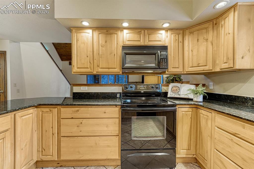 kitchen looking out to living room