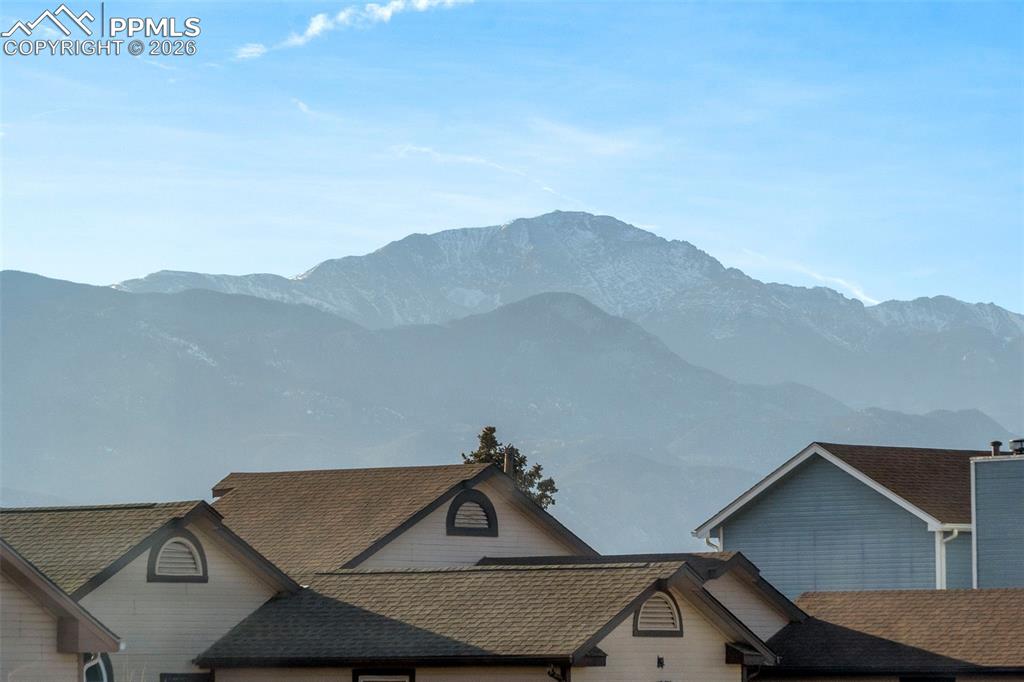 Mountain view from front window of the house
