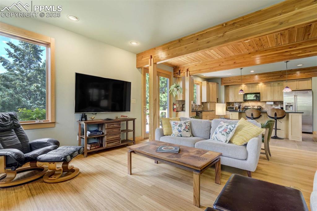 Living area looking towards the kitchen.  Open floor plan!