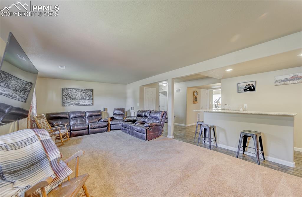 Wet bar sets off the family room
