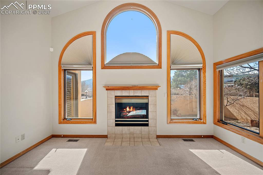 Fireplace encased with windows