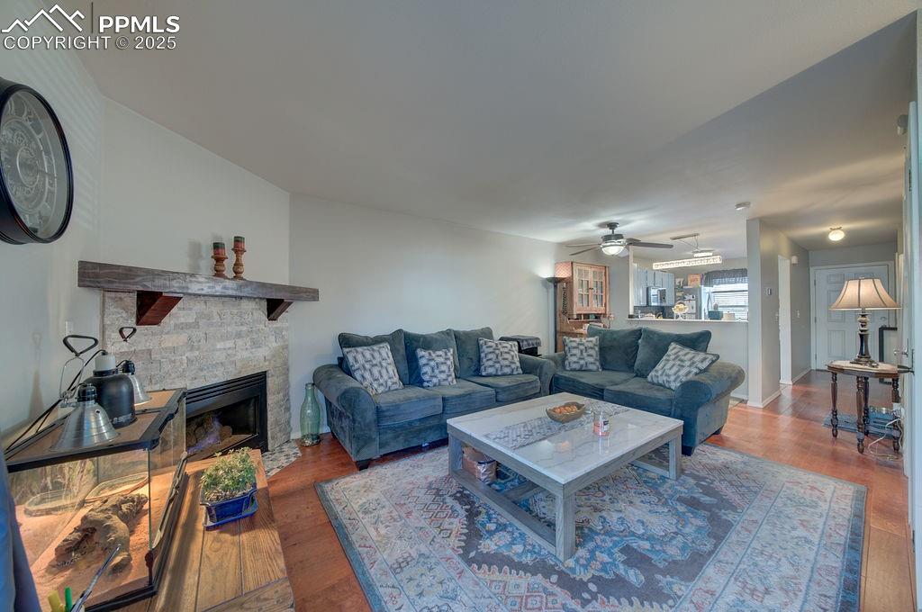View of Living Room, Dining Area, and Kitchen.