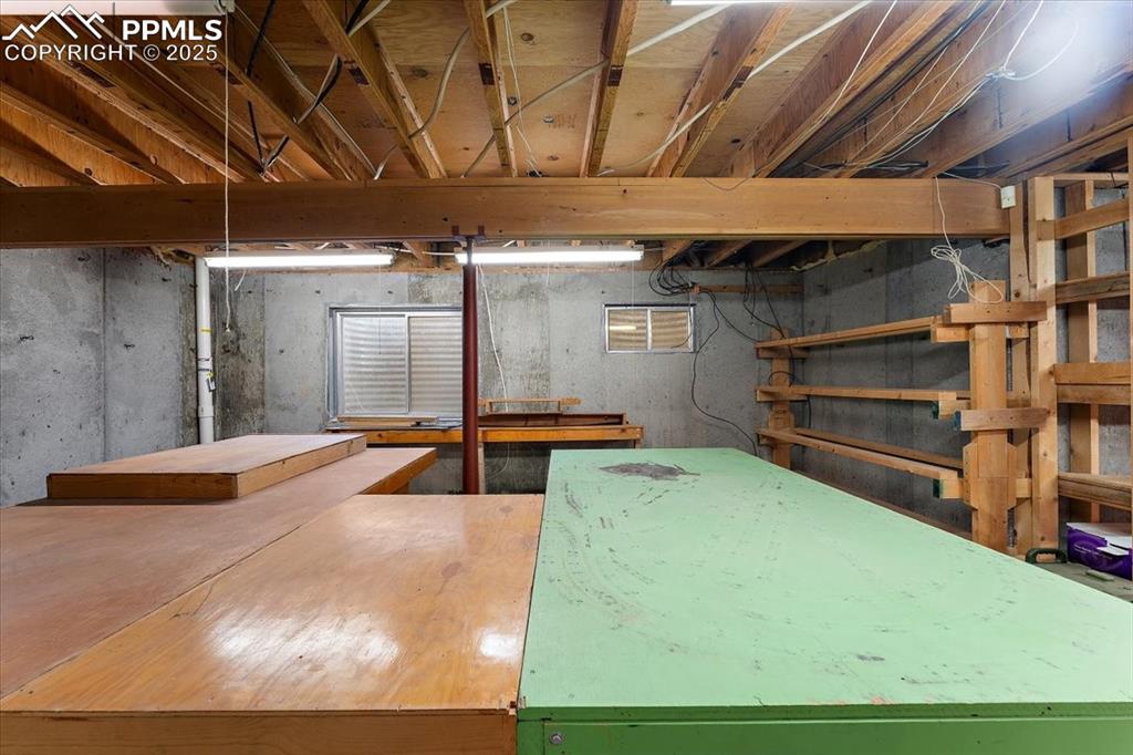 View of unfinished basement