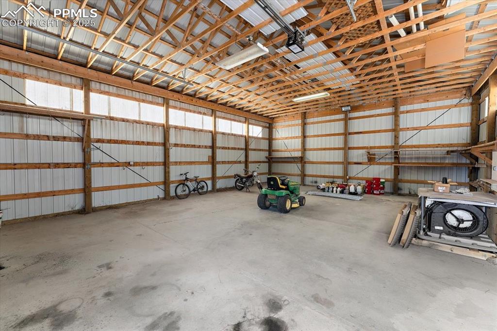 Garage with metal wall