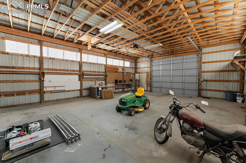 Garage with metal wall