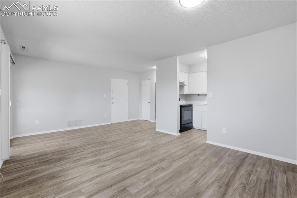 Living room with new flooring.