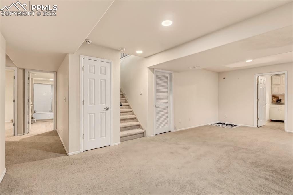 Finished basement featuring 2 bedrooms, a full bathroom and a dedicated storage room. 