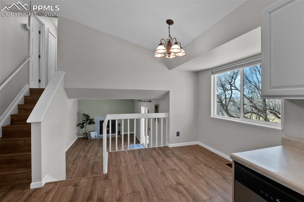 Dining area with eat-in kitchen areaand just a few steps down to open Family Room. 