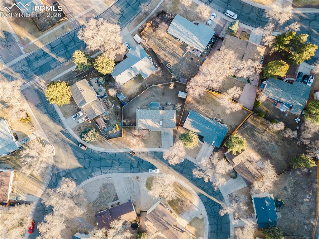 Aerial view of residential area