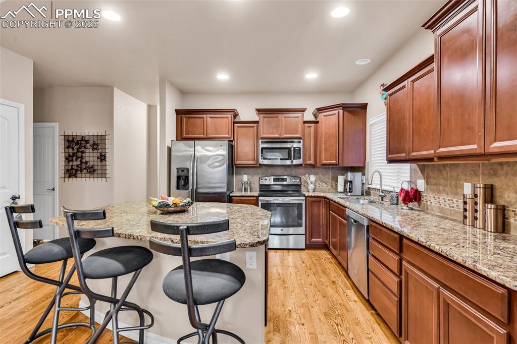 Entertaining is easy when the kitchen offers plenty of space for food preparation and serving.  