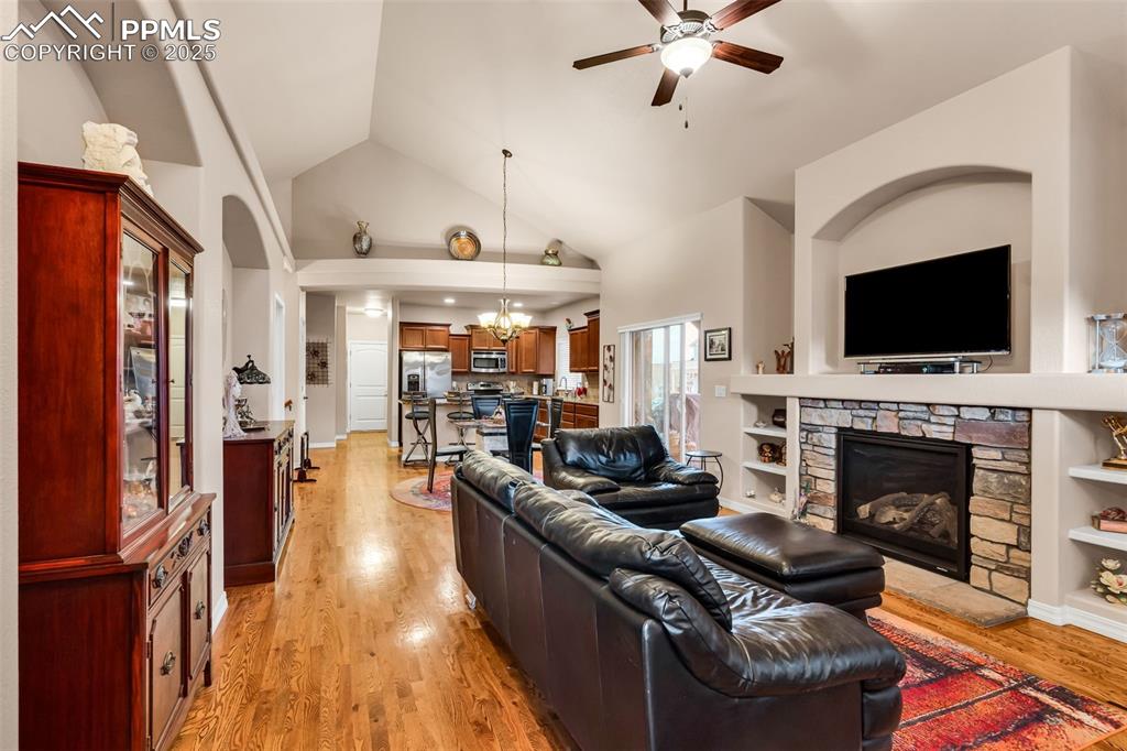 This home features spacious main level living, with large rooms and hardwood floors throughout the main level.