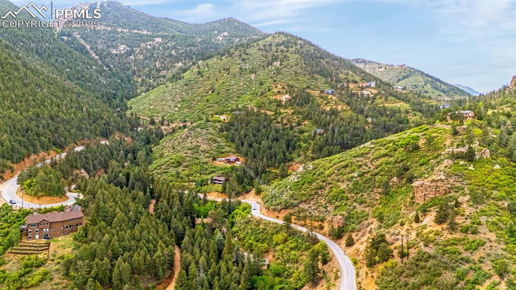 Mountain view with a heavily wooded area