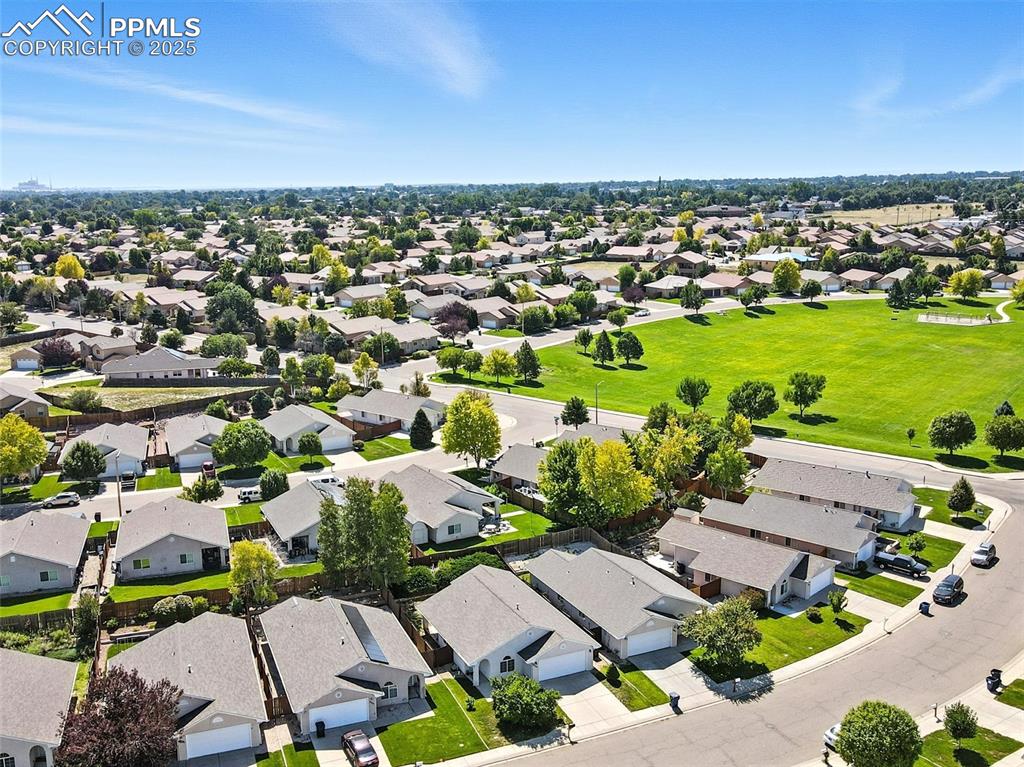Aerial view over look of neighborhood