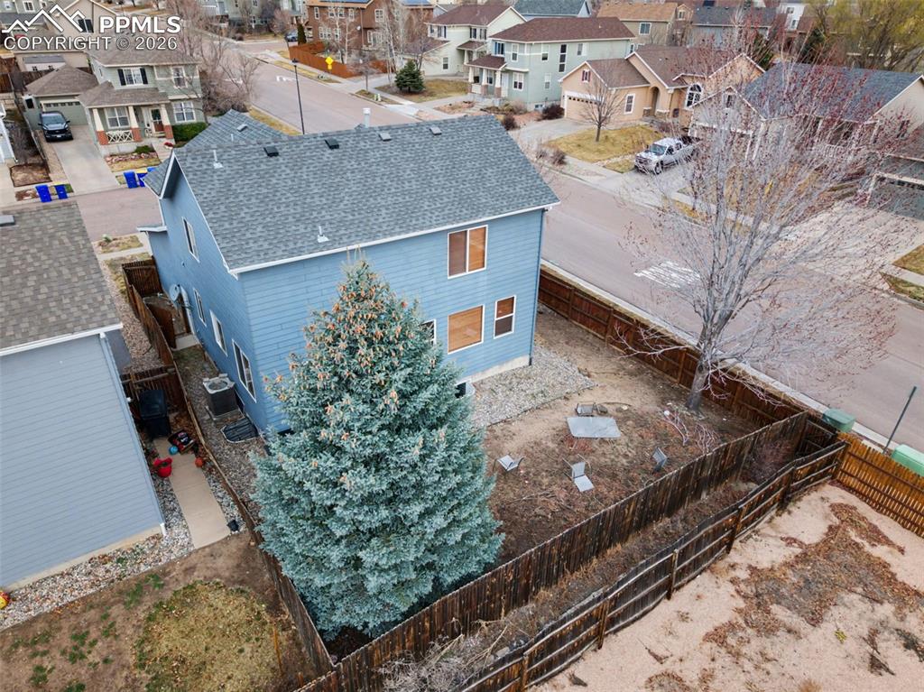 Aerial view of residential area