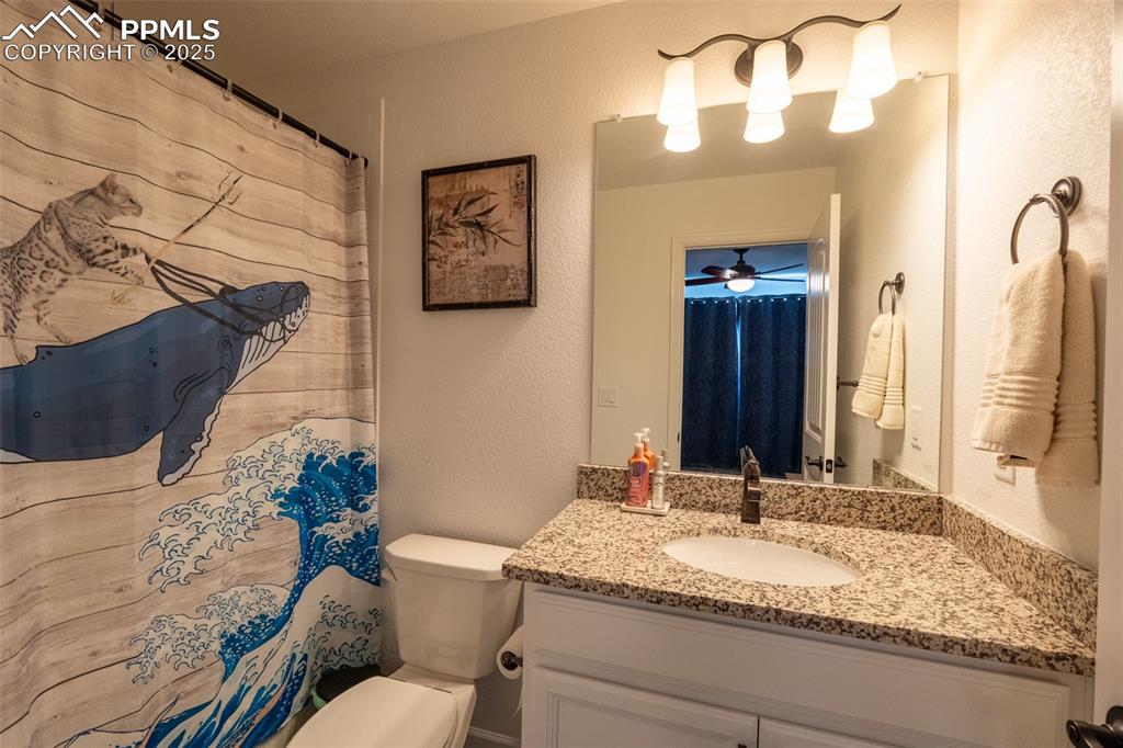 Full bathroom (2) attached to bedroom (1) - upper floor