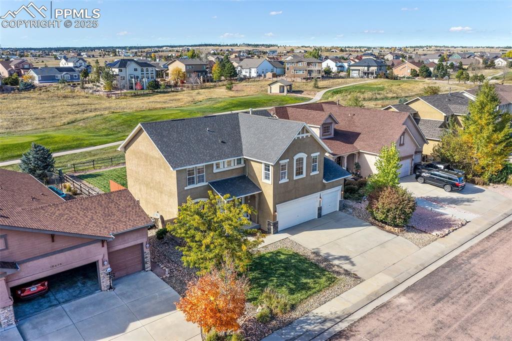 Aerial perspective of suburban area