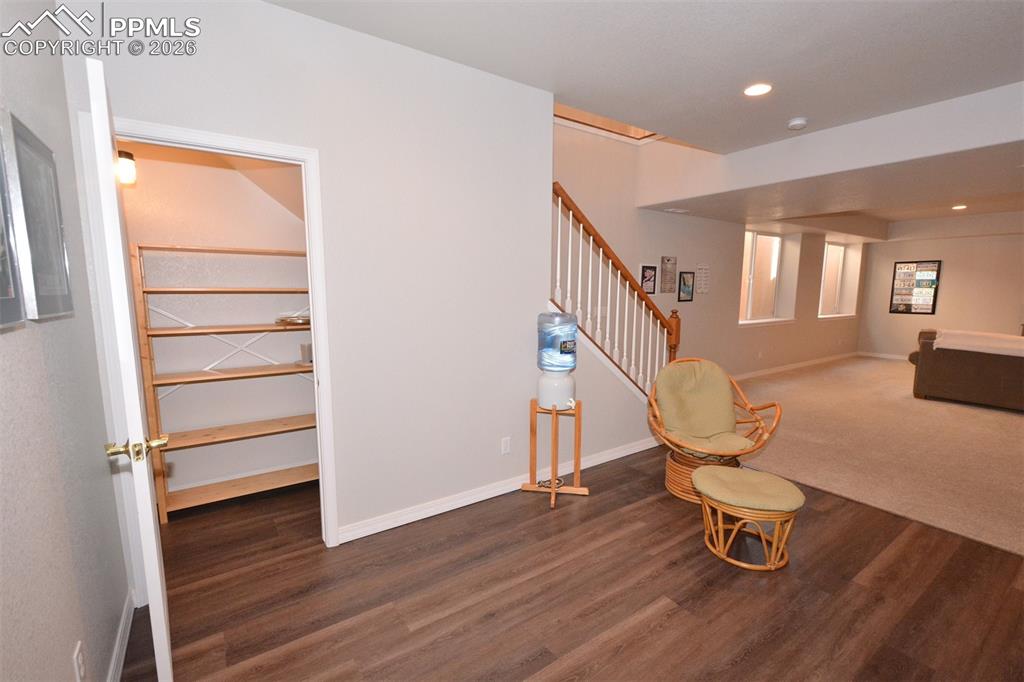 Rec room in full garden level basement