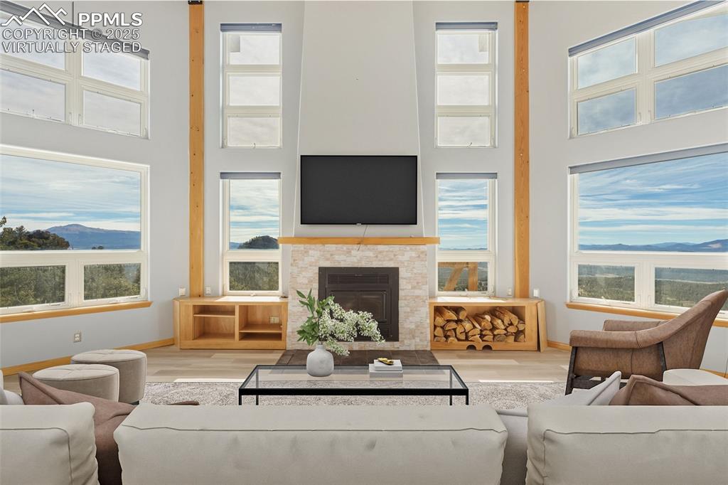 Virtually Staged - South facing wall of windows