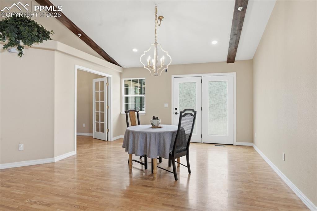 Breakfast area with a walkout to the back patio