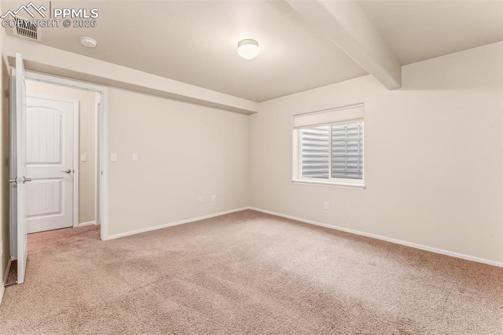 Bedroom #3 located in the basement near the storage room.