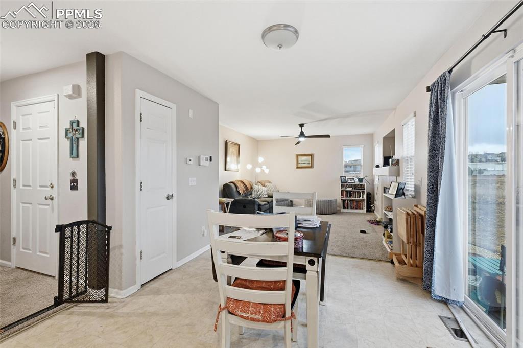 Dining area with walkout.