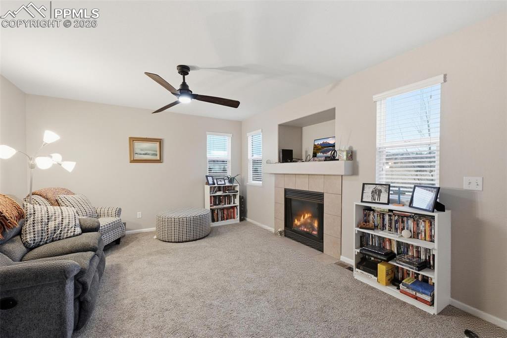 Living room featuring gas fireplace