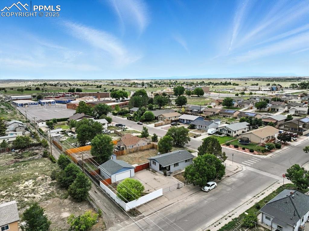 Aerial perspective of suburban area