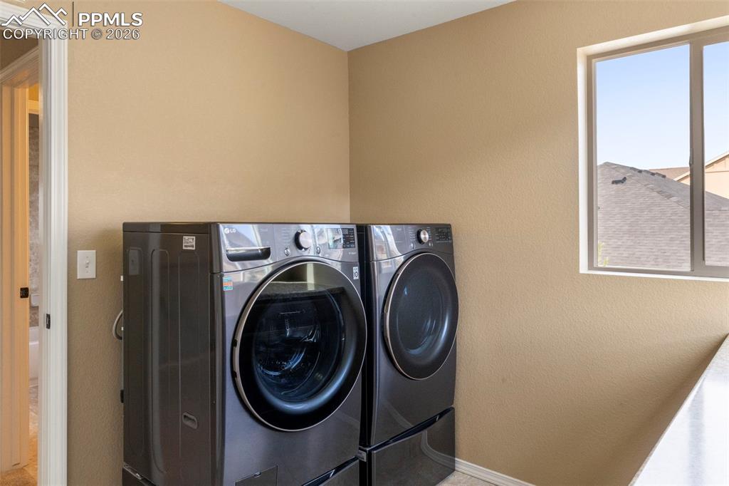 Laundry same level as upper bedrooms