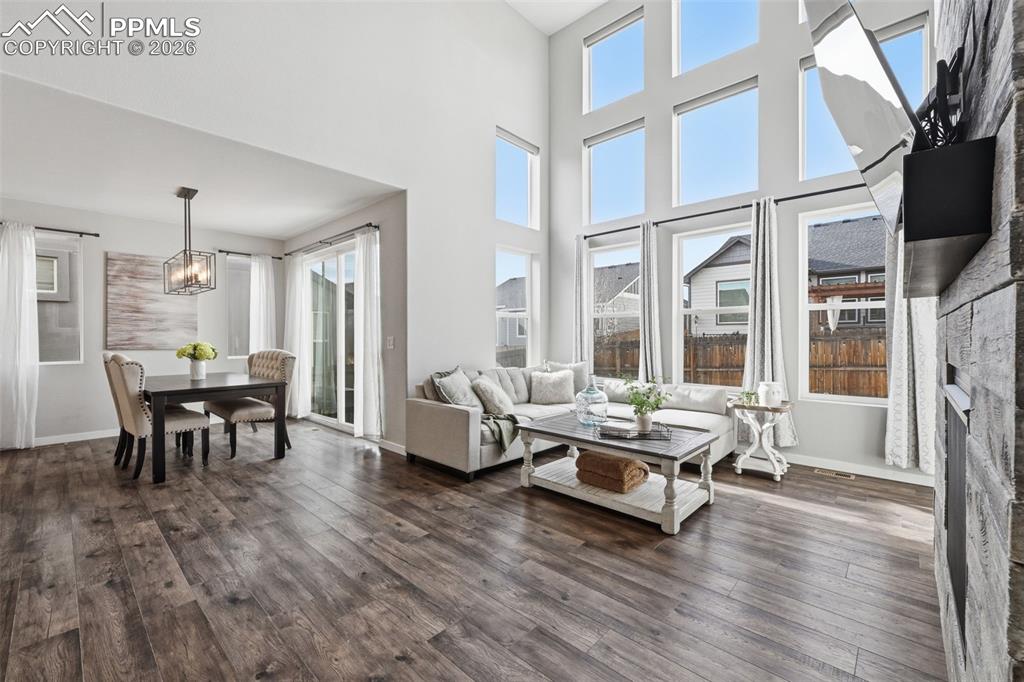 Great room open to kitchen and dining