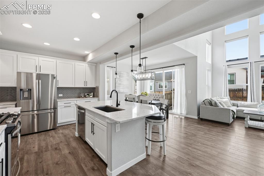 Stunning white cabinets and quartz countertops
