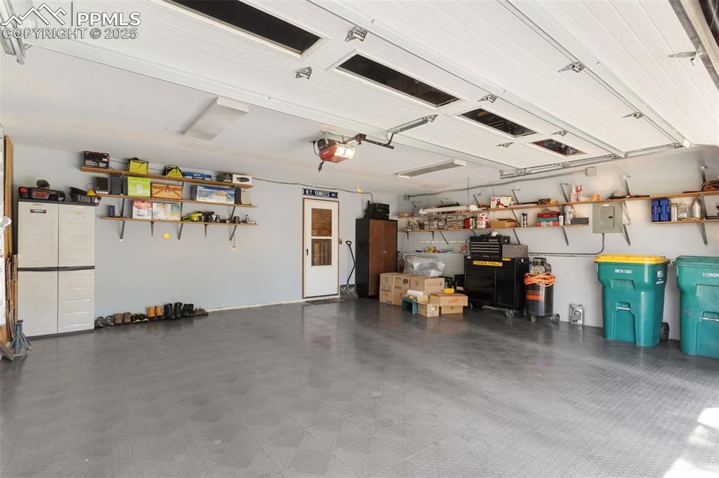 Garage laid with interlocking floor tiles