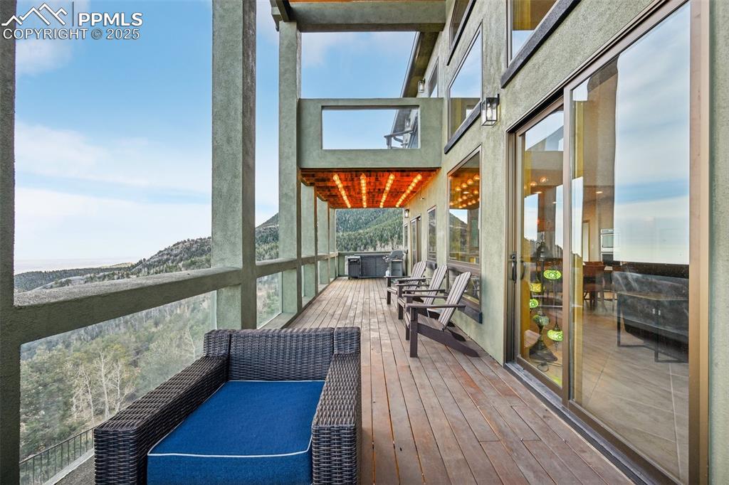 Walk out to the covered back deck from the living room