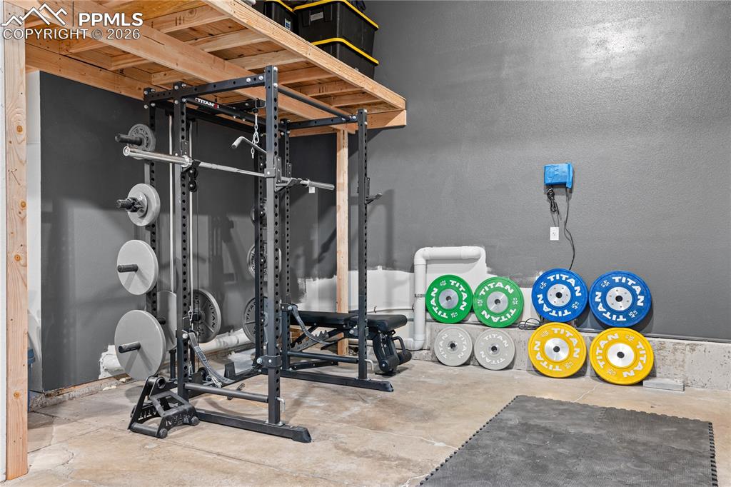 Gym Are in Oversized Garage