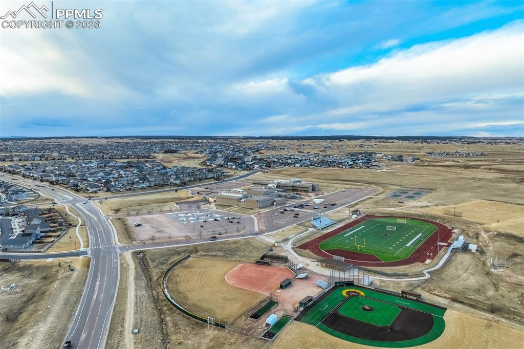 One of the many schools in the community. Large Sports Fieldhouse to open this month. 