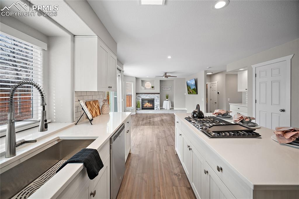 Stunning new kitchen open to the family room. 